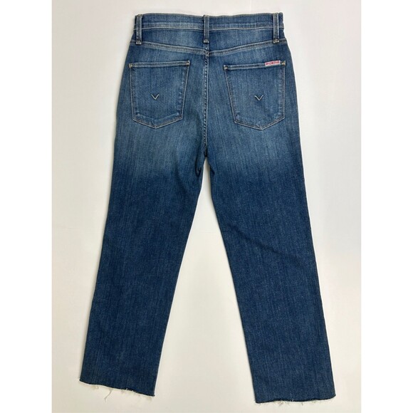 Hudson Noa Jeans Medium Blue Denim Raw Hem High Rise Straight Ankle Cotton 26 - Picture 3 of 12